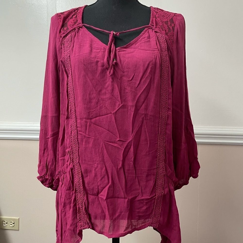 NWT Jolt Fuchsia Colored Blouse with Lace